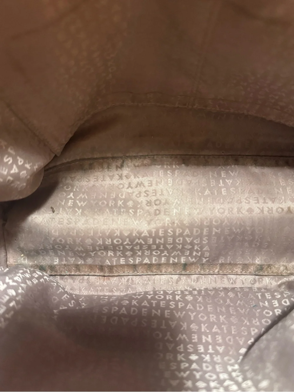 kate spade Cream Saffiano Leather Tote with Gold Plaque